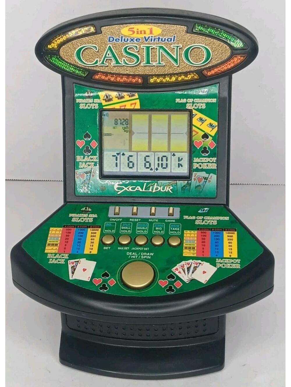 Deluxe 5 in 1 Virtual Casino Mini Arcade Machine Game Table Top Excalibur VR02-V